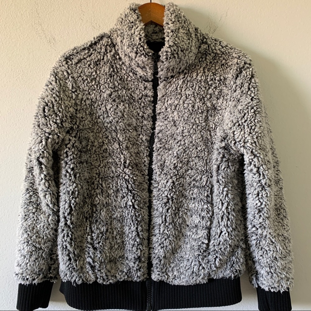 Gray With Black Trim Teddy Jacket - Picture 4 of 12